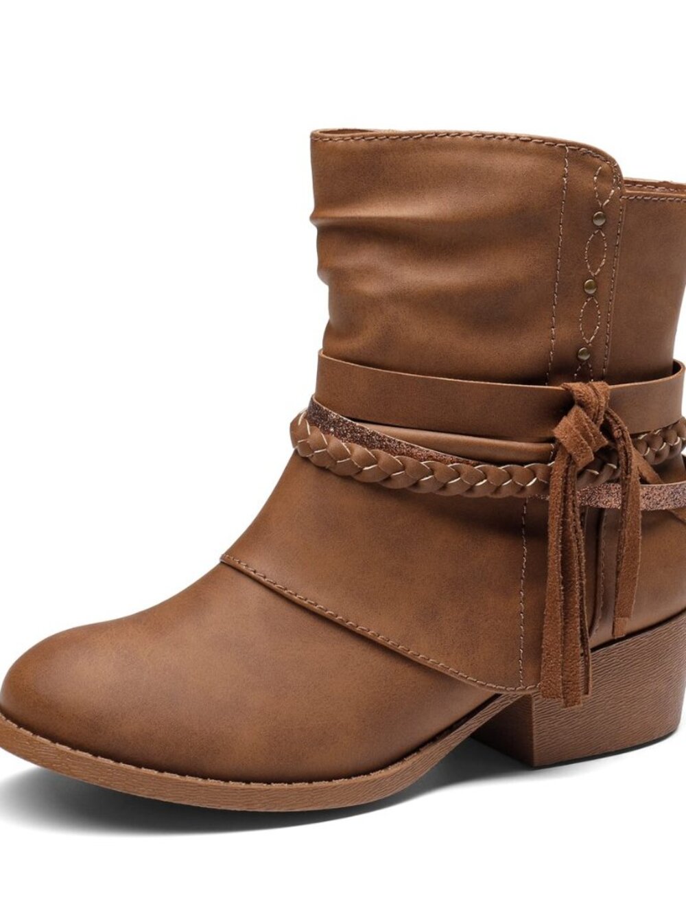 Girls Ankle Boots Side Zipper Low Heels
